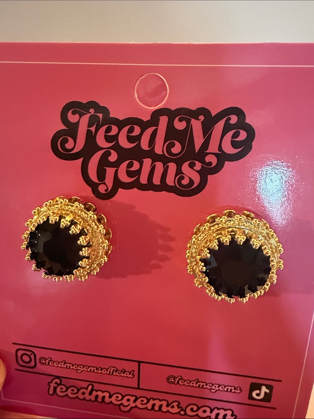 New Feed Me Gems Black Onyx Queen Studs - Picture 6 of 8